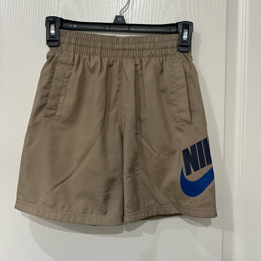 Nike Khaki Shorts with Navy Logo